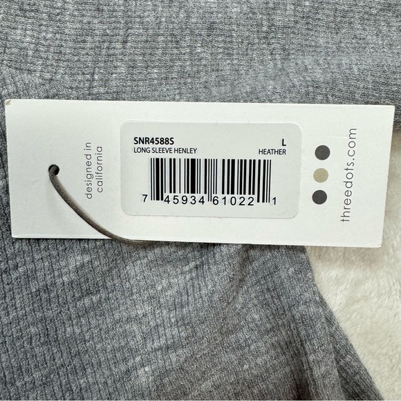 NWT New Three Dots Long Sleeve Henley Grey Top Size L - Picture 6 of 10